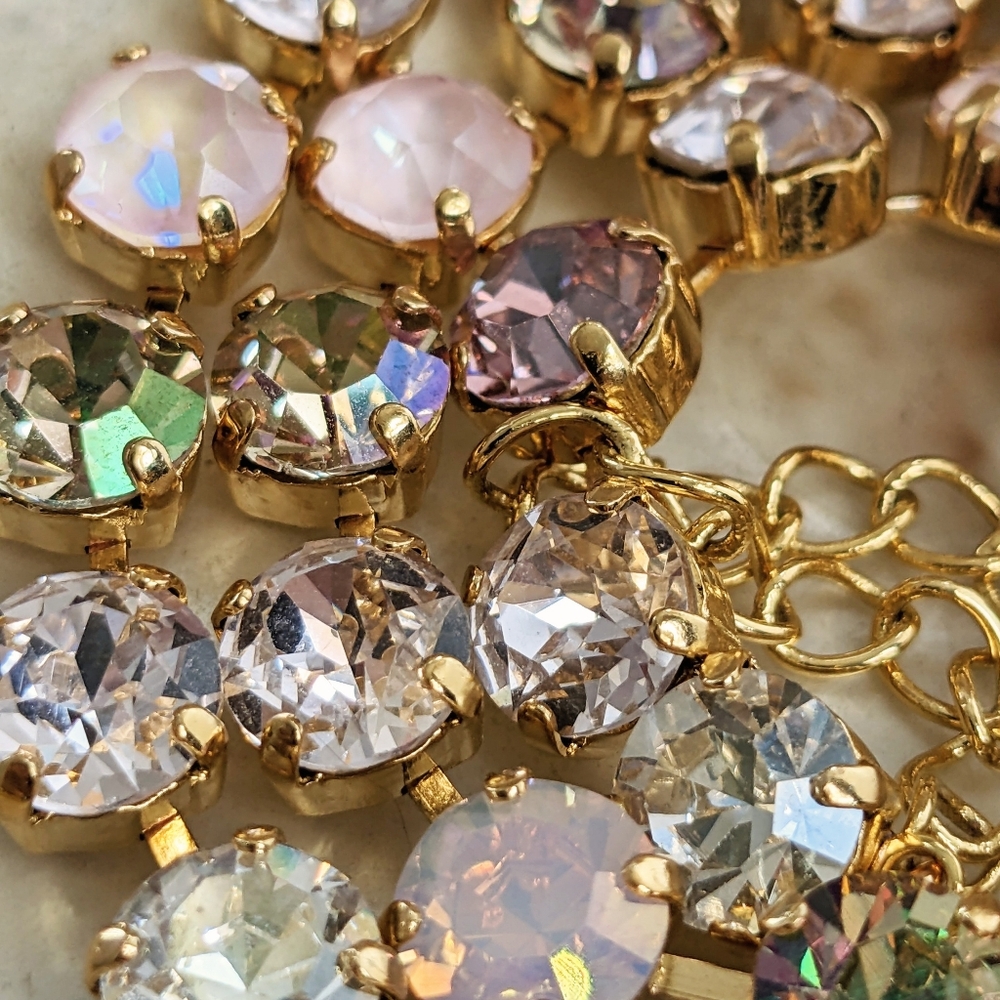 Sweetly Soft Pink AB Swarovski Necklace In 18K Gold Plated - Picture 7 of 10